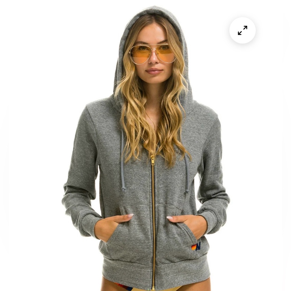 Aviator Nation Bolt Hoodie in Heather Grey (Medium)